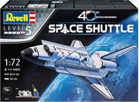 Revell Gift Set 05673 Space Shuttle 40th Anniversary 1:72 Scale Unbuilt Plastic Model Kit with Contacta Professional Glue, Paintbrush & Selected Aqua Color Paints in Kuwait