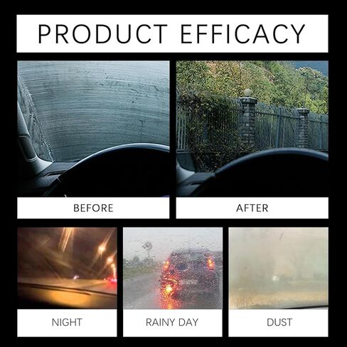 Windshield Cleaner – 2-Pack Car Glass Oil Film Cleaning Kit with Scrubber Pads, Microfiber Towels & Cleaning Liquid for Clear, Streak-Free Driving in Kuwait
