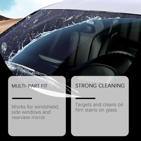 Windshield Cleaner – 2-Pack Car Glass Oil Film Cleaning Kit with Scrubber Pads, Microfiber Towels & Cleaning Liquid for Clear, Streak-Free Driving in Kuwait