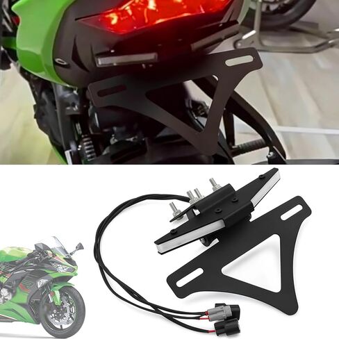 للنينجا ZX-6R النينجا zx6r zx636 2024 2025 2026 ملحقات جديدة حامل لوحة الترخيص للدراجة النارية طقم إزالة الحاجز الخلفي Flygate مع أضواء LED مزيل Flygate in Kuwait