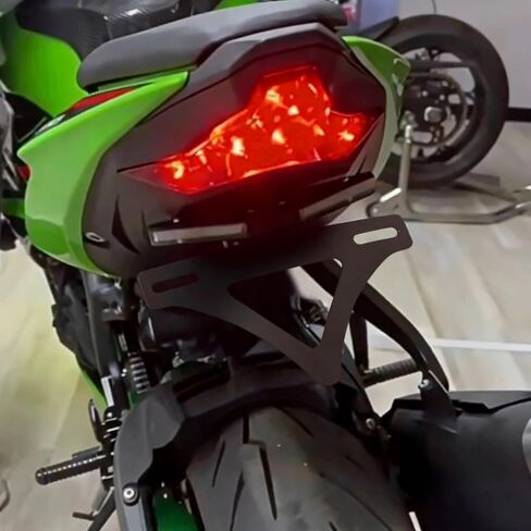 للنينجا ZX-6R النينجا zx6r zx636 2024 2025 2026 ملحقات جديدة حامل لوحة الترخيص للدراجة النارية طقم إزالة الحاجز الخلفي Flygate مع أضواء LED مزيل Flygate in Kuwait
