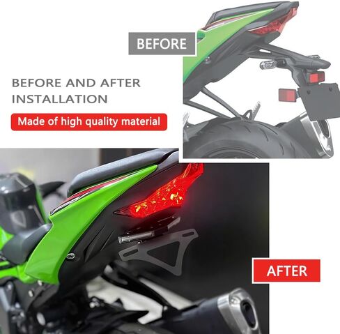 للنينجا ZX-6R النينجا zx6r zx636 2024 2025 2026 ملحقات جديدة حامل لوحة الترخيص للدراجة النارية طقم إزالة الحاجز الخلفي Flygate مع أضواء LED مزيل Flygate in Kuwait
