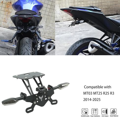 Tail Tidy Kit for MT-03 MT03 2020-2025 YZF-R3 R3 2022-2025 Fender Eliminator Kit equipped License Plate Holder, License Plate Light, PLUG&PLAY Turn Signal Lights in Kuwait