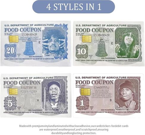 4Pcs Tyrone Biggums Food Coupon Credit Card Sticker, Debit Card Skin Cover, Personalized Food Coupon Debit Card Skin Cover in Kuwait