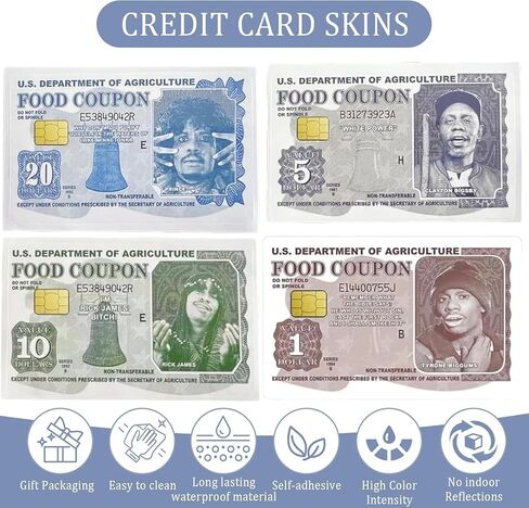 4Pcs Tyrone Biggums Food Coupon Credit Card Sticker, Debit Card Skin Cover, Personalized Food Coupon Debit Card Skin Cover in Kuwait