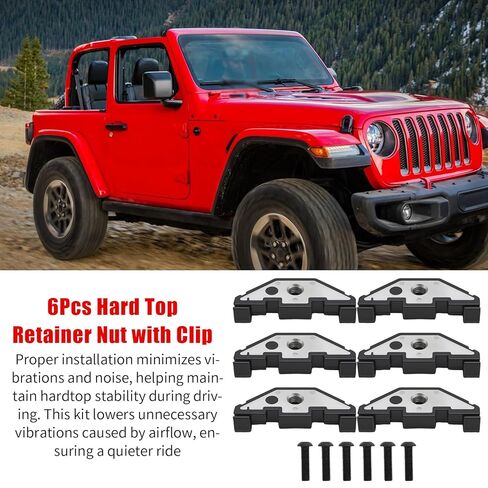 6 قطع من صامولة التثبيت العلوية الصلبة من Anxingo مع مشبك بديل لسيارة Jeep Wrangler JK JKU 2007-2018، مجموعة أدوات صلبة من الفولاذ سهلة التركيب، استبدل 55397093AC in Kuwait