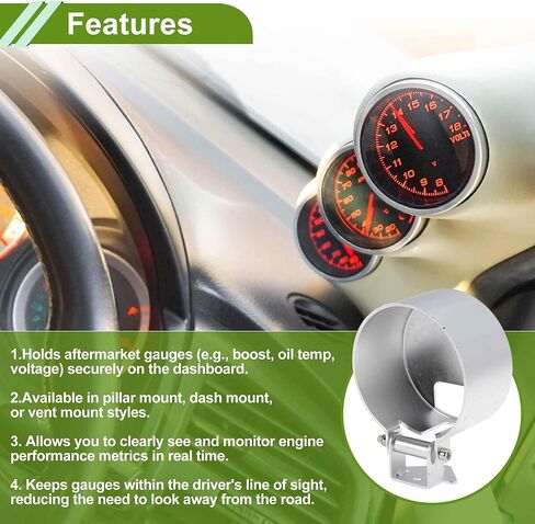 Silver Tone Universal Dash Meter Gauge Mount 85 mm ID Dashboard Gauge Holder Single Hole Dashboard Mount 1 Hole Racing Sport Meter Gauge Bracket 1 Pcs in Kuwait