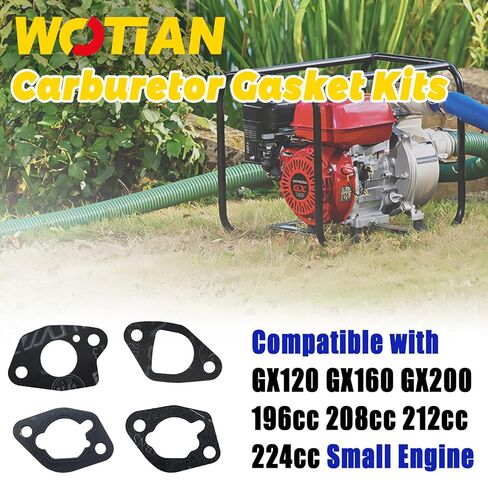 مجموعة حشية المكربن ​​WOTIAN 212cc GX160 متوافقة مع Honda GX120 GX160 GX200 Predator Coleman 212cc Champion Generac Duromax Firman 196cc 208cc 224cc مولد المحرك 48 قطعة جوانات in Kuwait