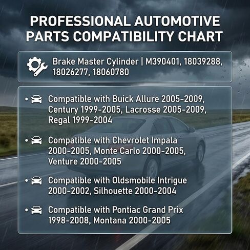مجموعة أسطوانة الفرامل الرئيسية متوافقة مع Buick Allure Lacrosse 2005-2009 Century 1999-2005 Regal 1999-2004، شيفروليه إمبالا مونتي كارلو فينشر 2000-2005، بونتياك جراند بريكس 1998-2008 in Kuwait
