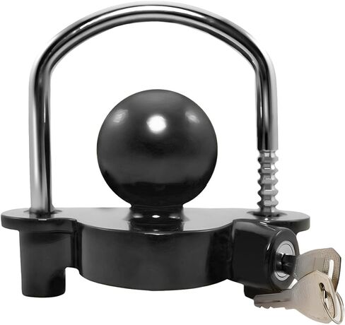 Trailer Coupler Hitch Lock, Adjustable Heavy Duty Ball Tow Hitch Locking with 2 Keys, Anti Theft Security Caravans Tongue Locker, Compatible with 1-7/8", 2", 2-5/16" Coupler (Yellow) in Kuwait