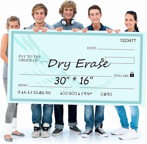 Reusable Giant-Check [16" x 30"] - Dry Erase Big Checks for Presentations, Oversized Checks for Presentation, Novelty Big Check, Giant Big Fake Check, Large-Checks for Presentations, Donation, Awards in Kuwait