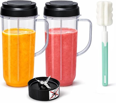 Blender Replacement Parts Compatible with Magic Bullet, Tall 22oz Cup with Flip-Top To-Go Lid, Cross Blade, Bullet Blender Cups Mug with Handle Compatible with Magic Bullet 250w MB1001 in Saudi Arabia