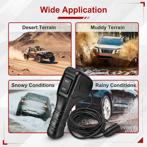 83665 وحدة تحكم عن بعد للونش ذات 5 دبابيس متوافقة مع WARN M8000 M10000 M12000 VR12000 Zeon 10S تحكم محمول مع كابل على شكل حرف D بطول 12 قدم، قبضة مريحة لعربة Ford Dodge Ram Power Wagon in Kuwait
