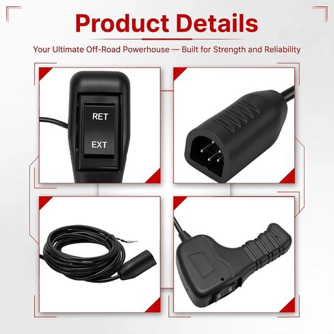 83665 وحدة تحكم عن بعد للونش ذات 5 دبابيس متوافقة مع WARN M8000 M10000 M12000 VR12000 Zeon 10S تحكم محمول مع كابل على شكل حرف D بطول 12 قدم، قبضة مريحة لعربة Ford Dodge Ram Power Wagon in Kuwait