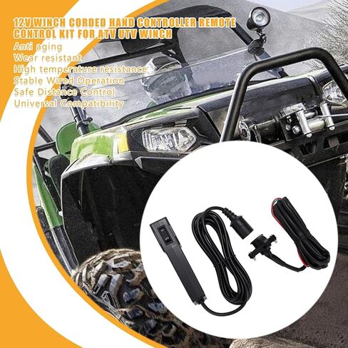 VINGVO Winch جهاز تحكم عن بعد سلكي للتحكم عن بعد لـ ATV UTV Winch، 3 قابس أنثى الشق، وحدة تحكم عن بعد ونش الأراضي الوعرة المحمولة مع كابل 9ft لـ ATV UTV in Kuwait