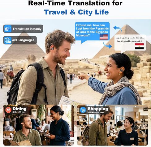 سماعات أذن للترجمة بتقنية الذكاء الاصطناعي في الوقت الحقيقي - سماعات أذن لمترجم اللغة في اتجاهين للمكالمات والفيديو وبناء الأعمال العالمية - مساعد اجتماع الذكاء الاصطناعي يدعم تسجيل الصوت والنسخ والتلخيص باستخدام التطبيق in Kuwait