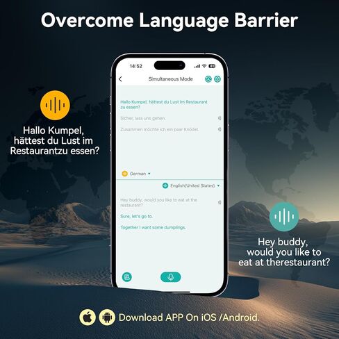 CAITS Language Translation Earbuds, 3-in-1 Fast Translator Earbuds 150 Languages & Accents Online Translation, Spanish Translation Earbuds in Real Time fit iOS & Android (Black) in Kuwait