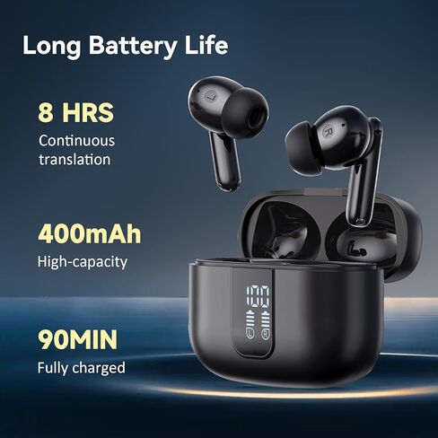 CAITS Language Translation Earbuds, 3-in-1 Fast Translator Earbuds 150 Languages & Accents Online Translation, Spanish Translation Earbuds in Real Time fit iOS & Android (Black) in Kuwait