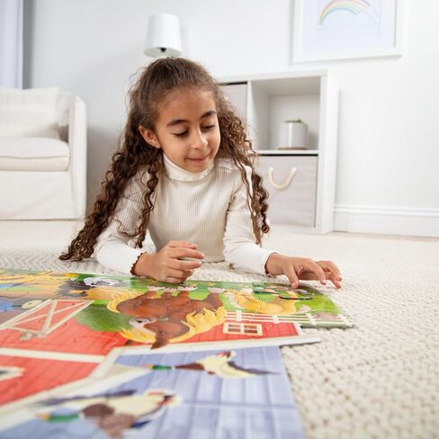 Melissa & Doug Busy Barn Shaped Jumbo Floor Puzzle, 32-Piece Barn-Shaped Jigsaw Puzzle with Farm Animals, 3 x 2 Foot Toddler Puzzles for Kids Ages 3+ in Kuwait