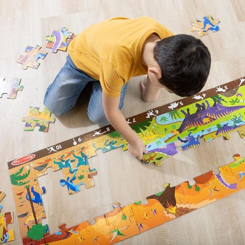 Melissa & Doug Land of Dinosaurs, Dino-Themed Search and Find Jumbo Floor Puzzle, 48-Piece Jigsaw Puzzle with Learning Activity, Over 4 Ft Long, Kids Puzzles for Girls & Boys Ages 6+ in Kuwait