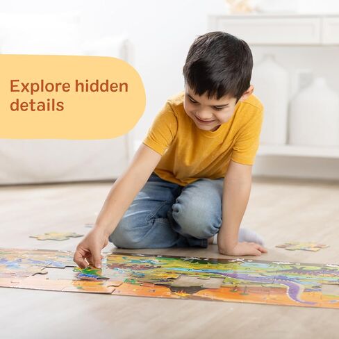 Melissa & Doug Land of Dinosaurs, Dino-Themed Search and Find Jumbo Floor Puzzle, 48-Piece Jigsaw Puzzle with Learning Activity, Over 4 Ft Long, Kids Puzzles for Girls & Boys Ages 6+ in Kuwait