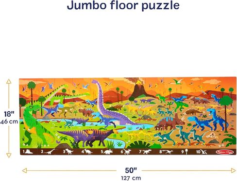 Melissa & Doug Land of Dinosaurs, Dino-Themed Search and Find Jumbo Floor Puzzle, 48-Piece Jigsaw Puzzle with Learning Activity, Over 4 Ft Long, Kids Puzzles for Girls & Boys Ages 6+ in Kuwait