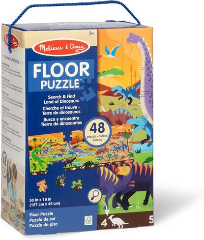 Melissa & Doug Land of Dinosaurs, Dino-Themed Search and Find Jumbo Floor Puzzle, 48-Piece Jigsaw Puzzle with Learning Activity, Over 4 Ft Long, Kids Puzzles for Girls & Boys Ages 6+ in Kuwait