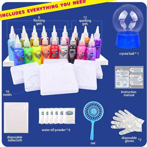 NiuSphere Magic Water Elf Toy Kit - Aqua Gel Water Pets, 18 Gels & 16 Molds, DIY Squishy Maker Kit, Craft Art for Kids, Make Your Own Squishies Sensory Toys, 4 5 6 7 8 9 10 Year Old Boy Girl Gifts in Kuwait