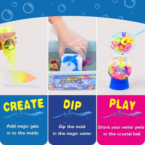 NiuSphere Magic Water Elf Toy Kit - Aqua Gel Water Pets, 18 Gels & 16 Molds, DIY Squishy Maker Kit, Craft Art for Kids, Make Your Own Squishies Sensory Toys, 4 5 6 7 8 9 10 Year Old Boy Girl Gifts in Kuwait