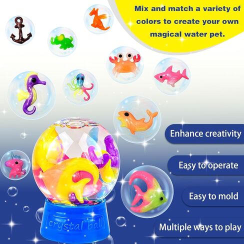 NiuSphere Magic Water Elf Toy Kit - Aqua Gel Water Pets, 18 Gels & 16 Molds, DIY Squishy Maker Kit, Craft Art for Kids, Make Your Own Squishies Sensory Toys, 4 5 6 7 8 9 10 Year Old Boy Girl Gifts in Kuwait