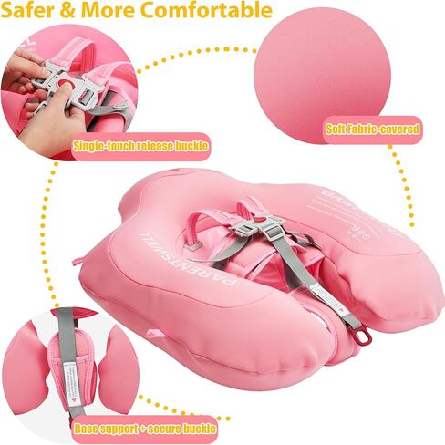 Baby Pool Float with Canopy for Age 6-36 Months UPF50+, Soft Fabric-Covered Inflatable Baby Swim Float with Anti-Tip Safety Seat, Infant Swimming Float Toddler Floaties UV Protection for Boys Girls in Kuwait