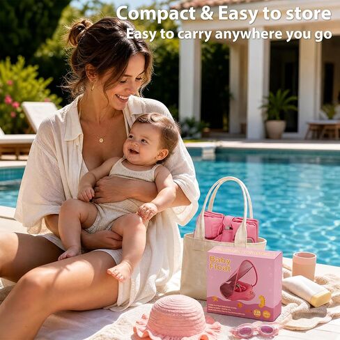Baby Pool Float with Canopy for Age 6-36 Months UPF50+, Soft Fabric-Covered Inflatable Baby Swim Float with Anti-Tip Safety Seat, Infant Swimming Float Toddler Floaties UV Protection for Boys Girls in Kuwait