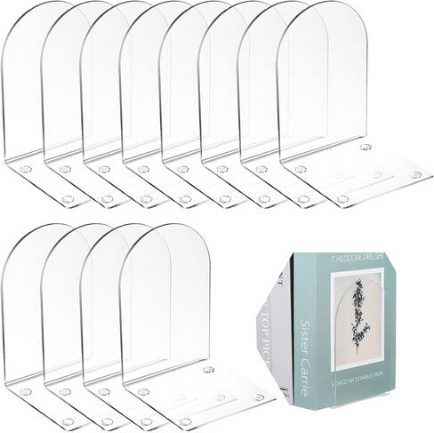 Kenaeeooe 12 Pieces Clear Acrylic Book Ends for Shelves Heavy Duty L-Shaped Bookends & Desk Organizer,Transparent Book Stopper for Home Office Decor, 4.73" x 4.73" x 6.89" in Kuwait