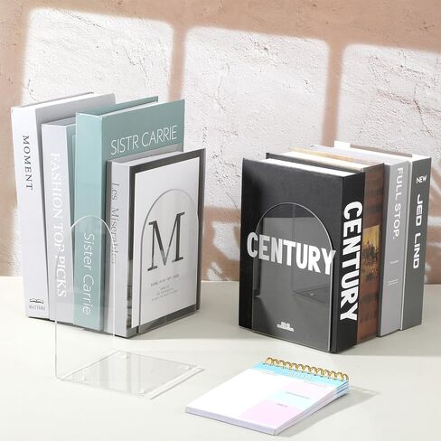 Kenaeeooe 12 Pieces Clear Acrylic Book Ends for Shelves Heavy Duty L-Shaped Bookends & Desk Organizer,Transparent Book Stopper for Home Office Decor, 4.73" x 4.73" x 6.89" in Kuwait