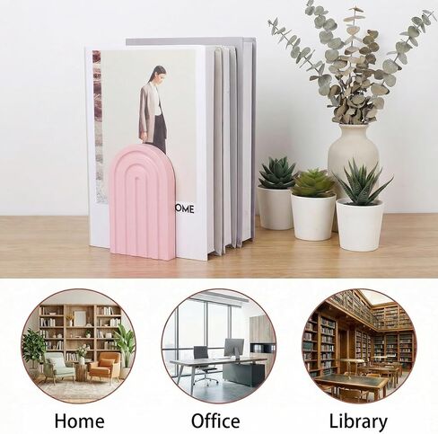 4 Pcs Book Ends for Shelves Orange, Boho Arch Bookends Bookshelf Decor, Cute Book Stopper Decorative, Non Skid Book Holder for Heavy Books,Bookshelf Accessories,Home Library Decor in Kuwait