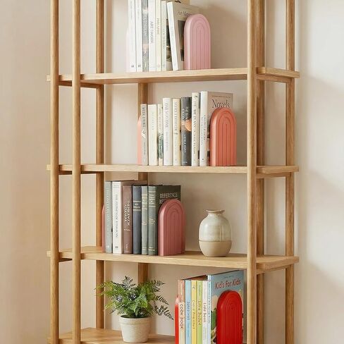 4 Pcs Book Ends for Shelves Orange, Boho Arch Bookends Bookshelf Decor, Cute Book Stopper Decorative, Non Skid Book Holder for Heavy Books,Bookshelf Accessories,Home Library Decor in Kuwait