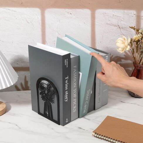 4 أزواج من نهايات الكتب المعدنية للأرفف المجوفة بنمط مزهرية مزخرفة، سدادة كتب شديدة التحمل للكتب الكبيرة، منظم مكتب المكتب المنزلي in Kuwait