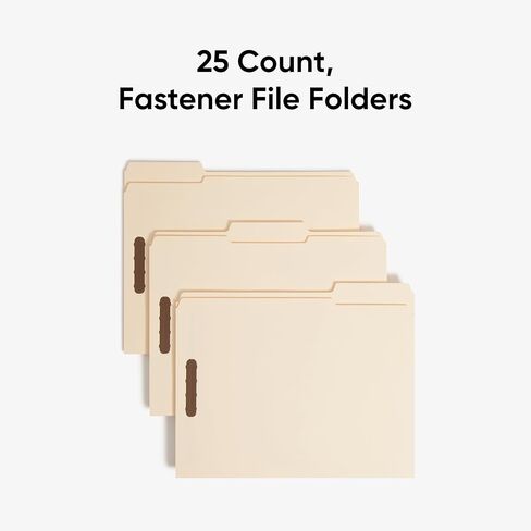 Smead Fastener File Folders, 25 Count, Manila, Reinforced 1/3-Cut Tabs, Letter Size (14536) in Kuwait