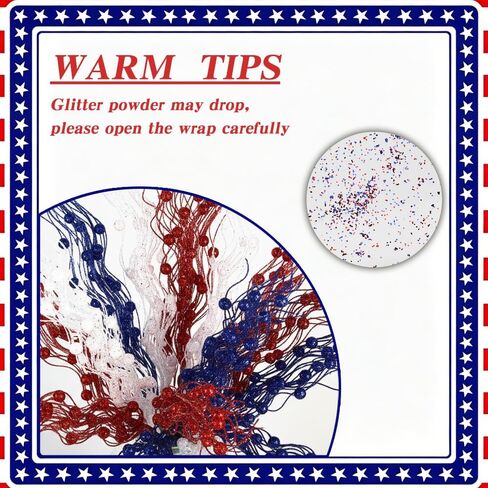 12 Pack Red White and Blue Flowers Artificial Patriotic Berry Stem, 17 Inch 4th of July Glitter Sticks 4th of July Tree Decorations, Curly Patriotic Picks for Vase Independence Day Memorial Day Decor in Kuwait