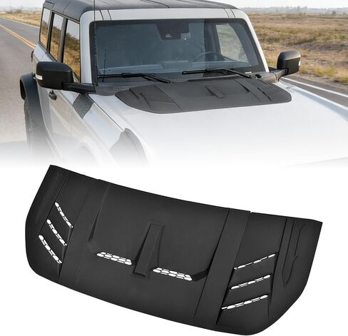 غطاء محرك السيارة مغرفة لملحقات Ford Bronco، غطاء حماية غطاء غطاء مدخل الهواء الأسود لملحقات Ford Bronco 2021-2025 2/4 (ليس لنماذج Raptor/Bronco الرياضية) in Kuwait