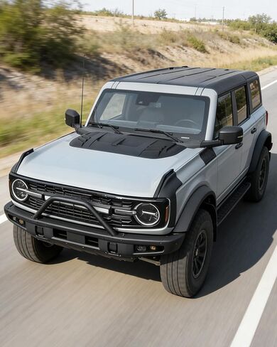 غطاء محرك السيارة مغرفة لملحقات Ford Bronco، غطاء حماية غطاء غطاء مدخل الهواء الأسود لملحقات Ford Bronco 2021-2025 2/4 (ليس لنماذج Raptor/Bronco الرياضية) in Kuwait