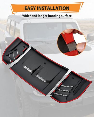 غطاء محرك السيارة مغرفة لملحقات Ford Bronco، غطاء حماية غطاء غطاء مدخل الهواء الأسود لملحقات Ford Bronco 2021-2025 2/4 (ليس لنماذج Raptor/Bronco الرياضية) in Kuwait