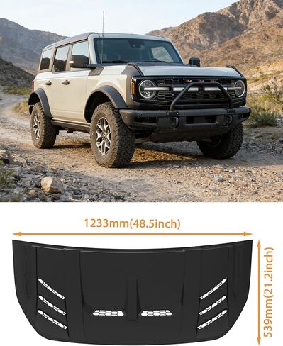غطاء محرك السيارة مغرفة لملحقات Ford Bronco، غطاء حماية غطاء غطاء مدخل الهواء الأسود لملحقات Ford Bronco 2021-2025 2/4 (ليس لنماذج Raptor/Bronco الرياضية) in Kuwait
