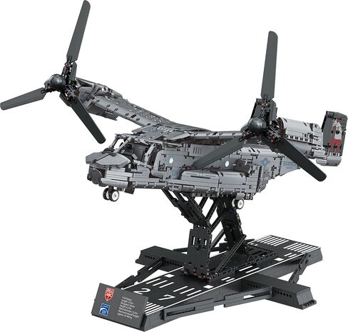 ريفيل بريك سيستم بيل بوينج V-22 اوسبري نظام الطوب - 3,730 قطعة بمقياس 1:25 مجموعة نماذج بناء الطوب، تفاصيل داخلية، حامل عرض، مجموعة بناء طائرات جامعية للبالغين in Kuwait