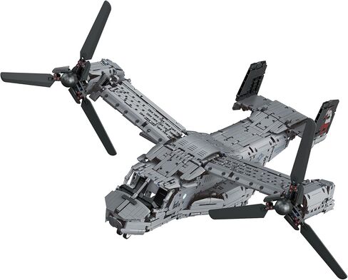 ريفيل بريك سيستم بيل بوينج V-22 اوسبري نظام الطوب - 3,730 قطعة بمقياس 1:25 مجموعة نماذج بناء الطوب، تفاصيل داخلية، حامل عرض، مجموعة بناء طائرات جامعية للبالغين in Kuwait