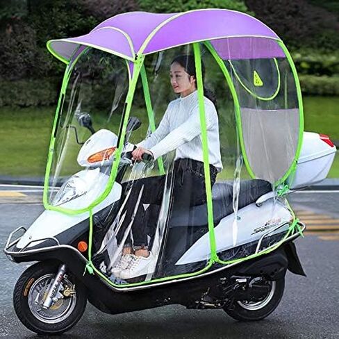 Motorcycle Sun Shade Canopy Waterproof Rain Cover for Scooter Universal Fold Away Windshield Visor with Reflective Strip for Daily Commute Protection in Saudi Arabia