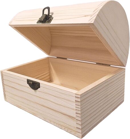 Small Unfinished Wooden Storage Box with Lid & Latch, Pine Wood Craft Box 6.88" x 4.52" x 2.36", Smooth Sanded Wood for DIY Crafts, Keepsakes & Gift Packaging in Kuwait