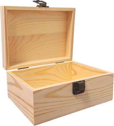 Small Wooden Box with Hinged Lid - 6.88x4.52x2.36 Inch Unfinished Wood Box in Kuwait