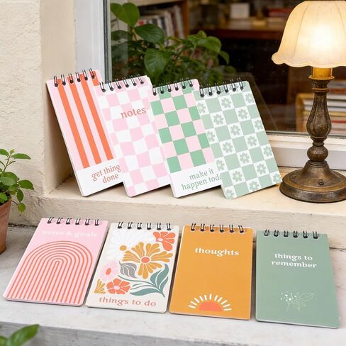 8 Pcs Mini Pink Bow Spiral Notebooks, Cute Coquette White Pink Aesthetic Journal Lined Memo Pad with Different Bow Design, Preppy Top Spiral Notebook for Women Birthday Party Gifts Home in Kuwait