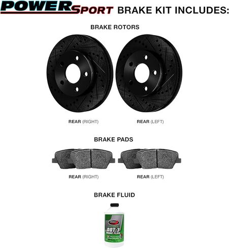 Power Sport Rear Brakes and Rotors Kit |Rear Brake Pads| Brake Rotors and Pads| Semi-Metallic Brake Pads and Rotors BBC1.33062.03 in Kuwait